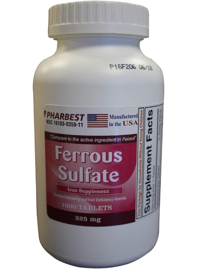 Ferrous Sulfate 325 Mg Tablets, 1000 Count